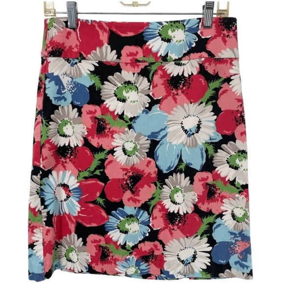 Talbots Petites Multi-Colored Textured Floral Wide Band Pencil Skirt - Sz 6P - Picture 1 of 12